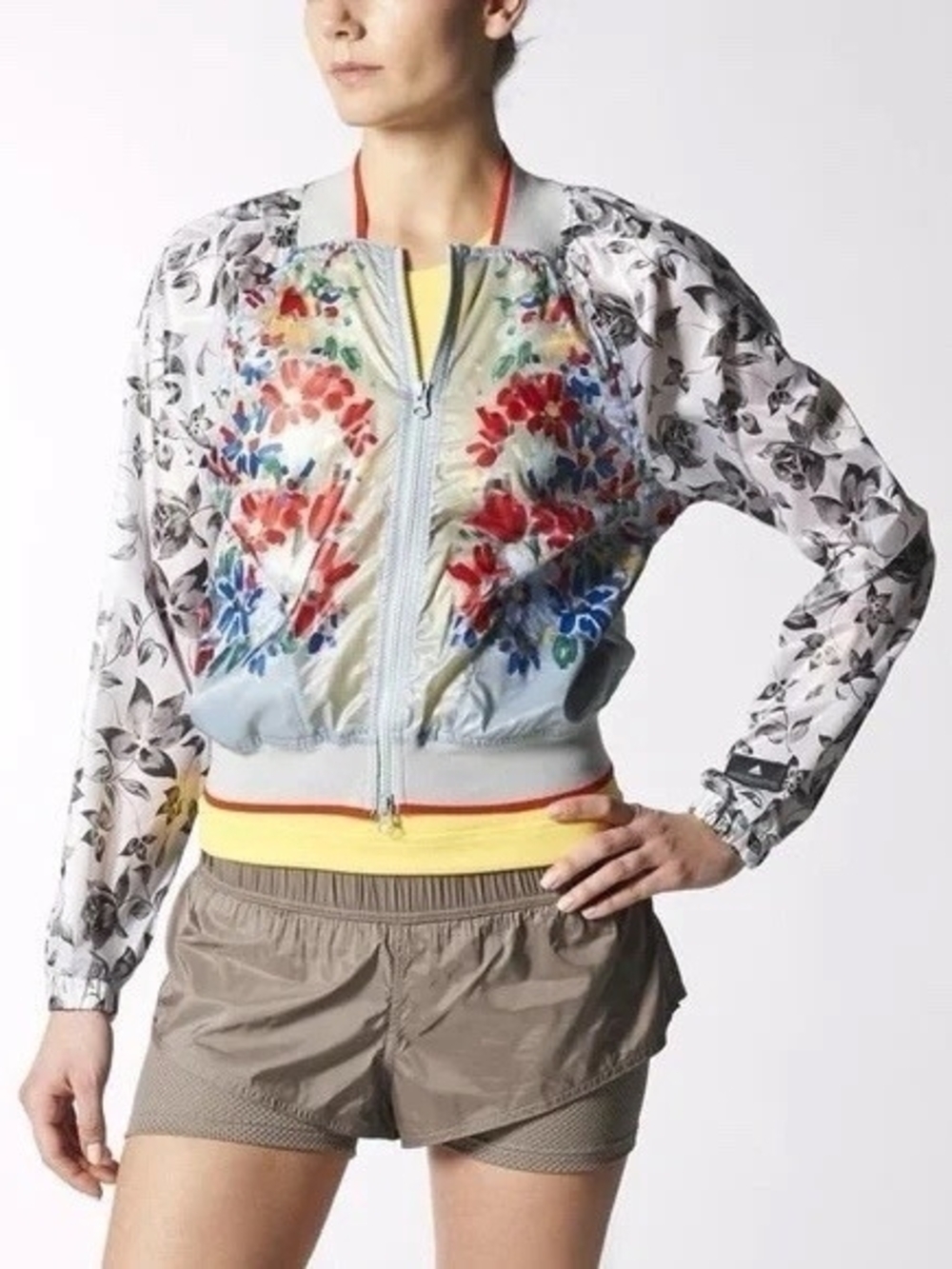 Adidas × Stella McCartney Floral Print Multicolor Bomber Jacket